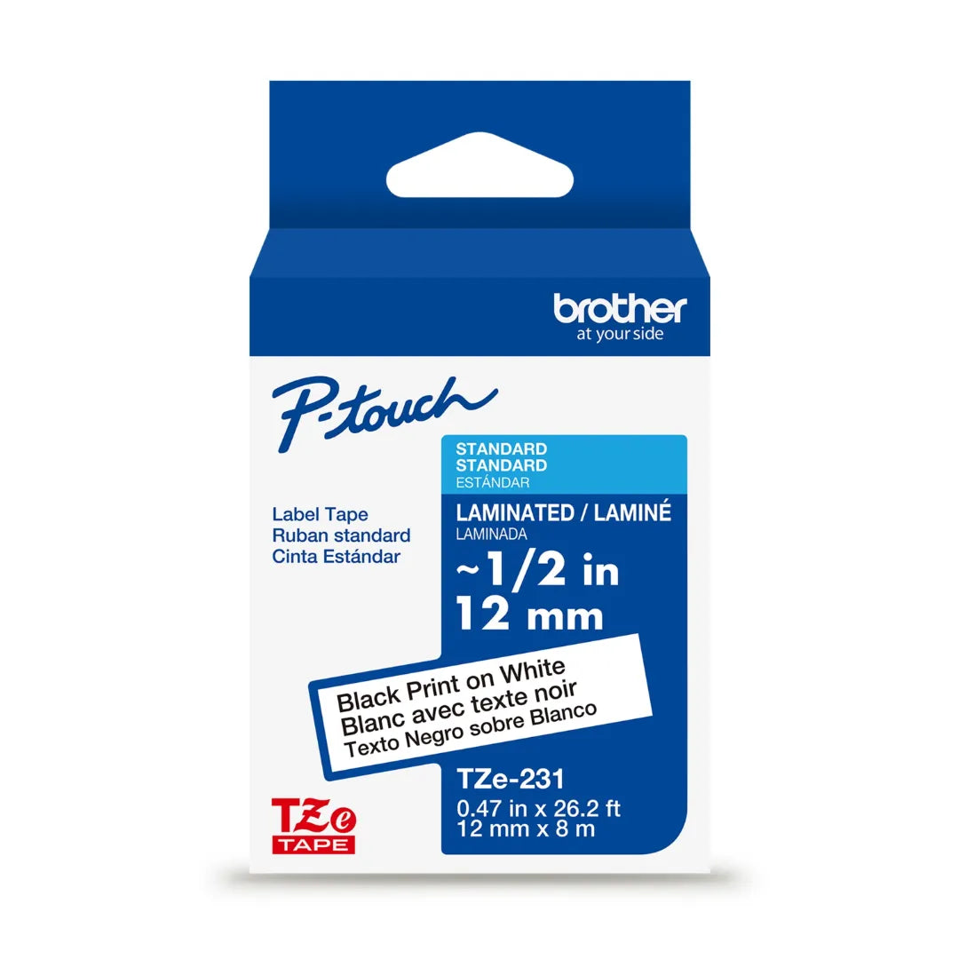Ruban NOIR/BLANC 12MM p-touch (TZ-231)