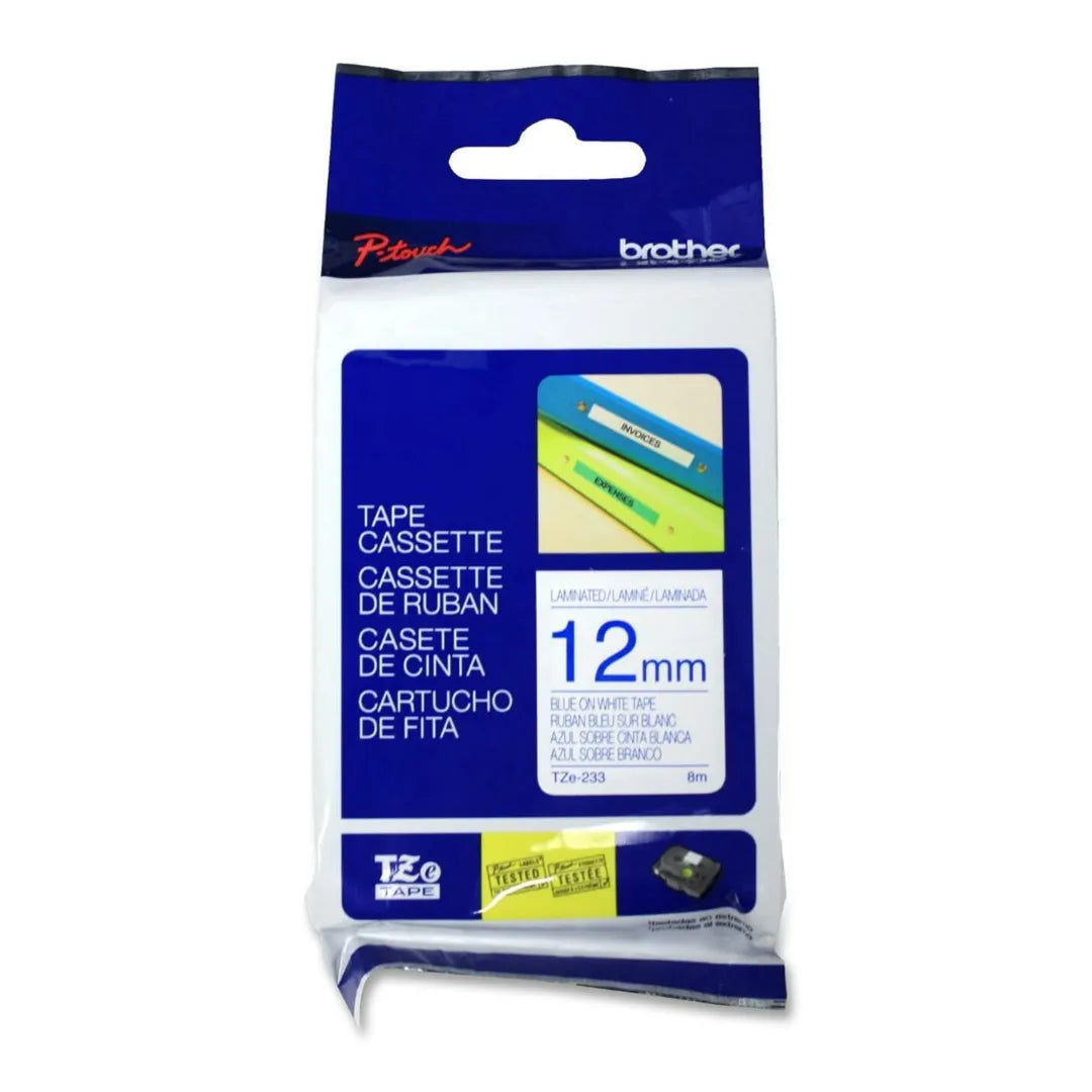 Ruban BLEU/BLANC 12MM p-touch