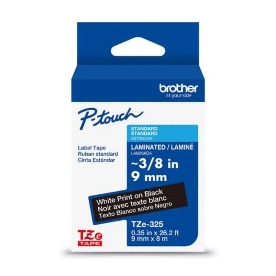 Ruban BLANC/NOIR 9MM p-touch (TZ-325)