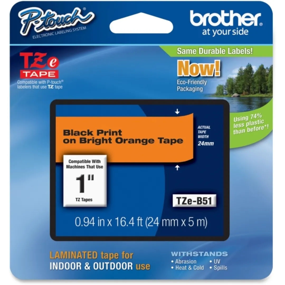 Ruban NOIR/ORANGE fluo 24MM p-touch (TZ-B51)